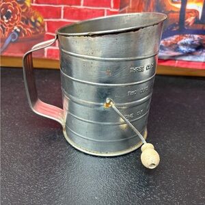 Vintage metal Flour Sifter with Wooden Handle